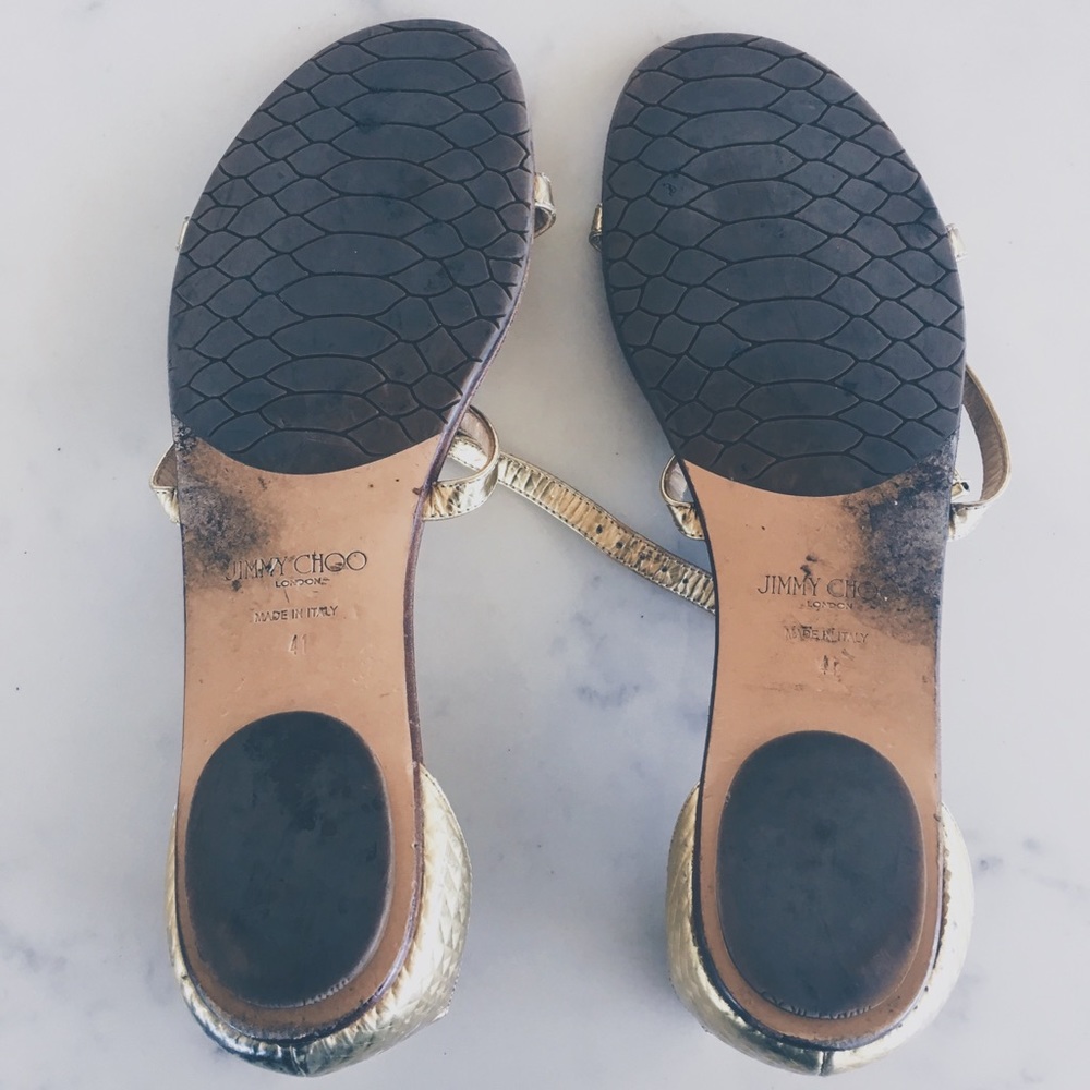 🎉HP🎉⚡️FLASH SALE⚡️ Sold Out Jimmy Choo Gold Metallic Wyatt Sandal - Picture 10 of 10